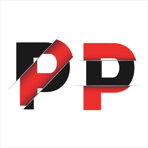 P字母标志设计切割在中间与红线和尖锐的边缘。创造性的标志设计。时尚图标设计模板。图片下载