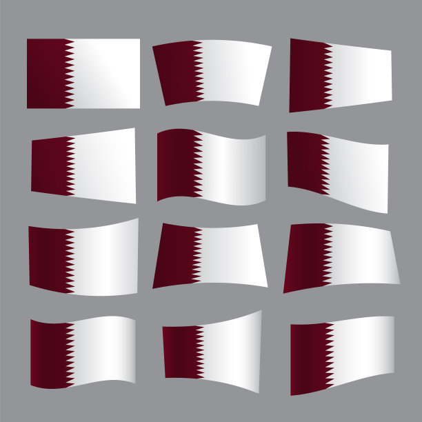 卡塔尔国旗集孤立。矢量图图片下载