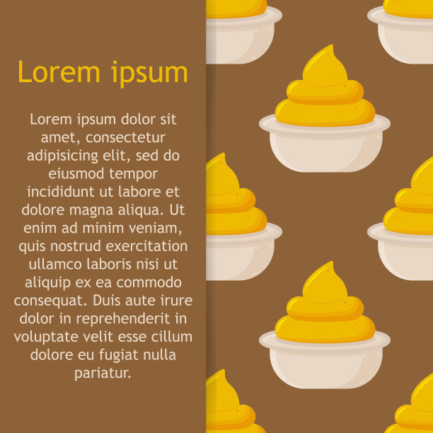 无缝图案小圆碗芥菜。美味的奶油调味品，食品设计。矢量图图片下载