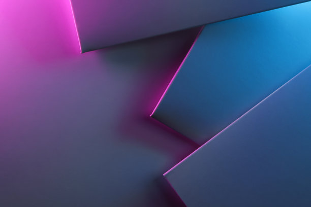 霓虹灯下几何形状的纸的抽象背景与复制空间图片下载