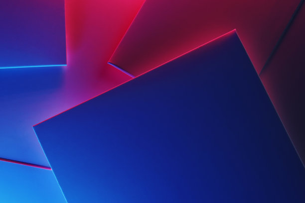 霓虹灯下几何形状的纸的抽象背景与复制空间图片下载