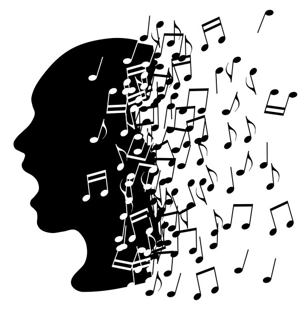 黑色剪影头女孩和笔记图片下载