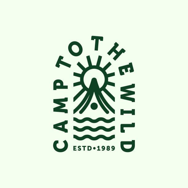 露营符号矢量插图设计。户外露营或夏令营插画符号设计。简约现代创意营地符号设计。营地到野外的象征灵感图片下载