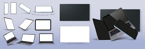 向量极简三维等距集设备。智能手机，笔记本电脑，平板电脑，电视从不同的角度和角度。侧面和顶视图。股票向量图片下载