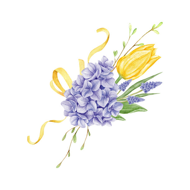 水彩春花花束图片下载