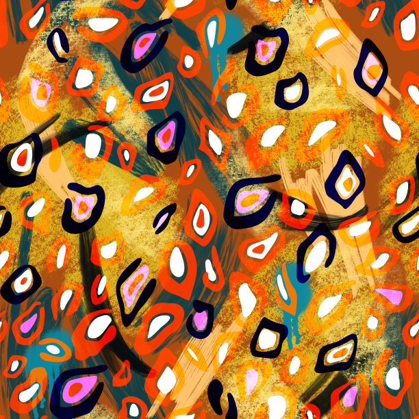 彩色装饰豹纹设计。非洲动物皮印毛皮纹理背景。发现高质量的插图。几何斑点无缝图案上明亮的grunge纹理。图片下载
