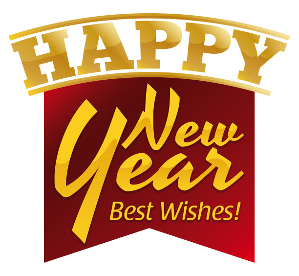 带金色的字母祝你新年快乐，矢量插图图片下载