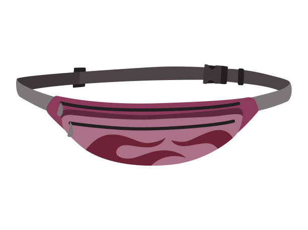 腰袋平模板。范妮包作为流行的个人项目元素和时尚配件。缤纷新潮的香蕉型皮带袋图片下载