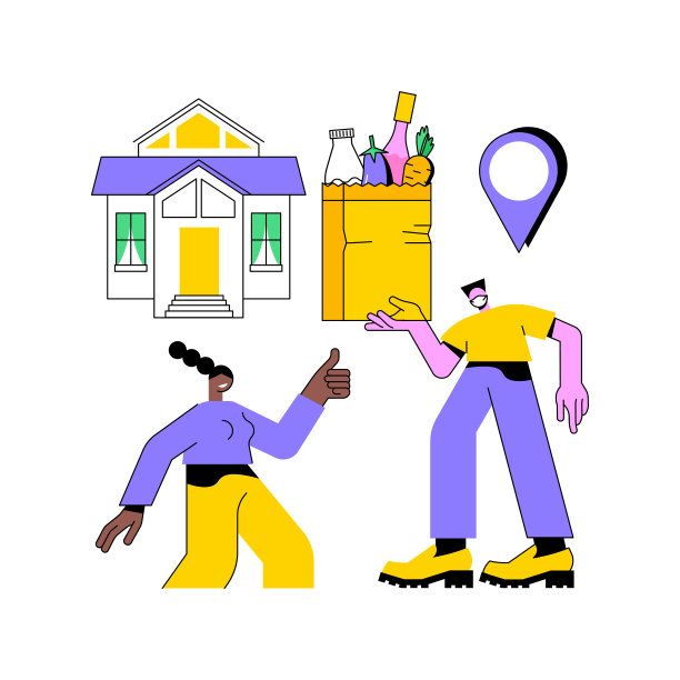 杂货配送服务抽象概念矢量插图。图片下载