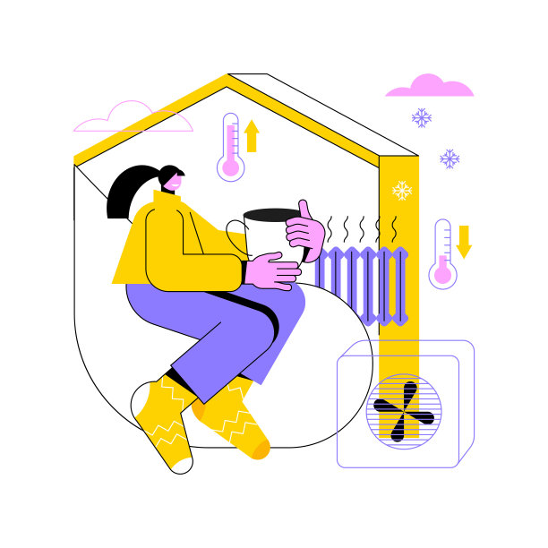 家庭供暖技术抽象概念矢量插图。图片下载