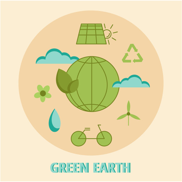 绿色地球。矢量平面插图环境。图标保护自然，节约能源。走绿色。环保。拯救地球。生态旗帜。EPS10图片下载