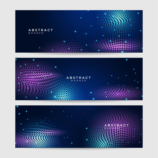 摘要霓虹灯风格的蓝色宽横幅设计背景图片下载