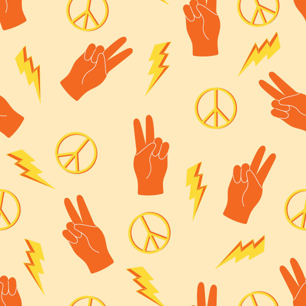 无缝矢量模式与和平的姿态和标志图片下载