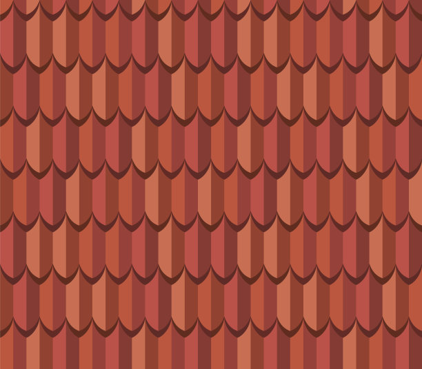 无缝的瓦屋顶。重复陶瓷屋顶的纹理图案。房屋覆盖的粘土瓦片纹理。带状疱疹插图图片下载