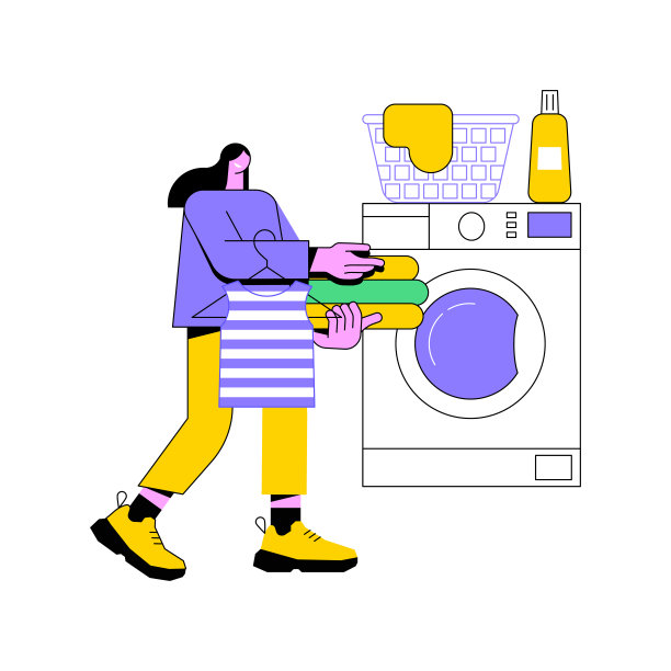 洗衣和干洗抽象概念向量插图。图片下载