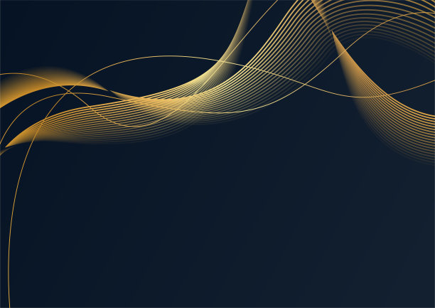 现代奢华的黑色和金色抽象线条背景。抽象装饰，黄金图案，三维矢量插图。黑色金色波浪覆盖模板，几何形状，现代最小的旗帜。图片下载
