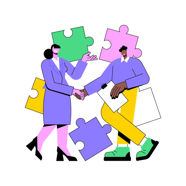 伙伴关系抽象概念向量插图。图片下载