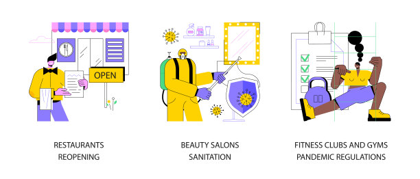 covid - 19商业限制抽象概念矢量插图。图片下载