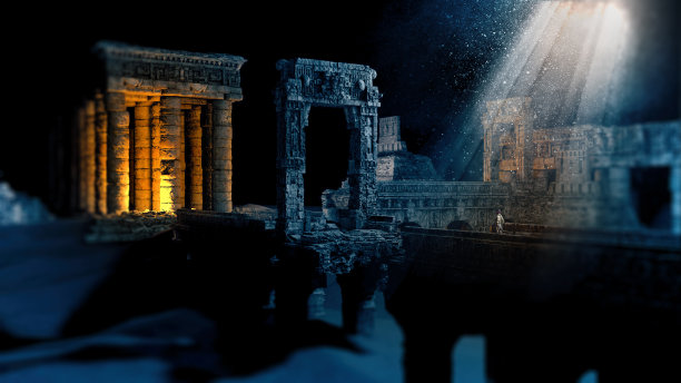 探险家和考古学家，世界消失了。古老的文明，秘密和神秘。图片下载