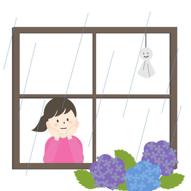 透过窗户看雨的女孩图片下载
