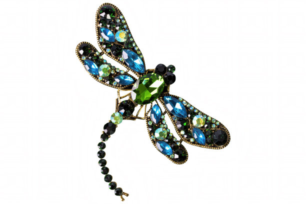 一件红蓝相间的蜻蜓首饰。图片下载