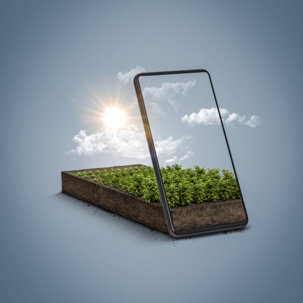 带有植物生长数据管理的手机3d插图。数字农业概念孤立。数字化农场监控系统。图片下载