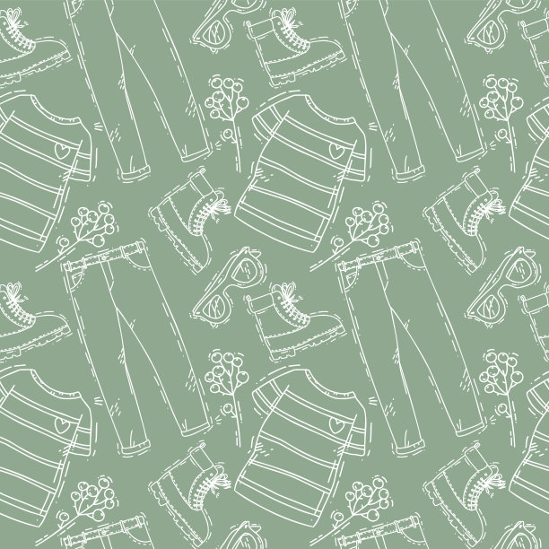 无缝图案与涂鸦t_t恤和牛仔裤图片下载