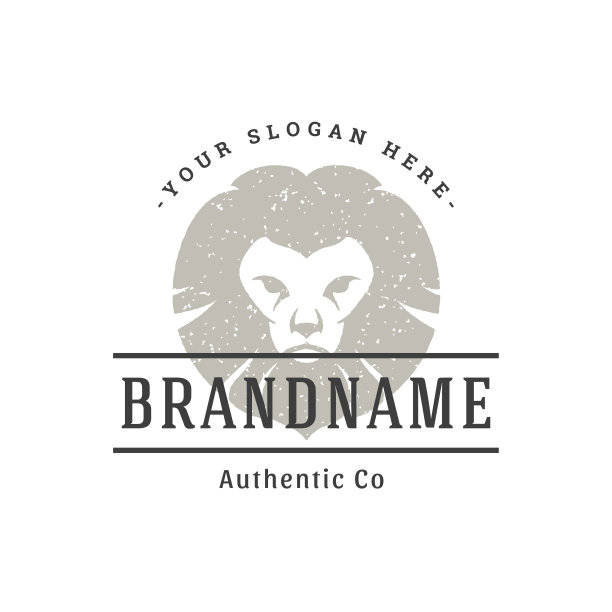 狮子手绘制的标志孤立在白色背景向量插图图片下载