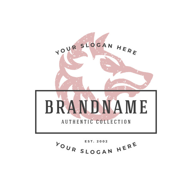 狼手绘标志孤立在白色背景向量插图图片下载