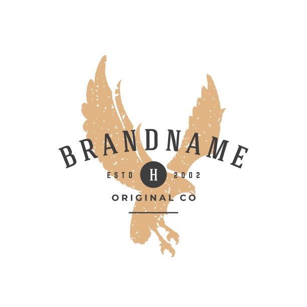 鹰手绘制的标志孤立在白色背景向量插图图片下载