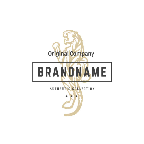 老虎手绘制的标志孤立在白色背景向量插图图片下载