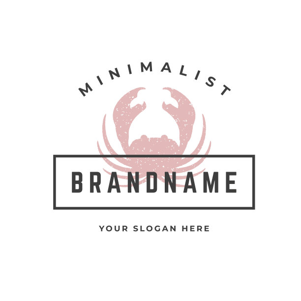 蟹手绘制的标志孤立在白色背景向量插图图片下载