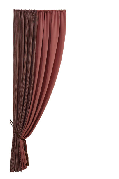 带钩的漂亮窗帘。孤立的白色背景。图片下载