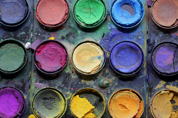 特写使用水彩细节调色板图片下载