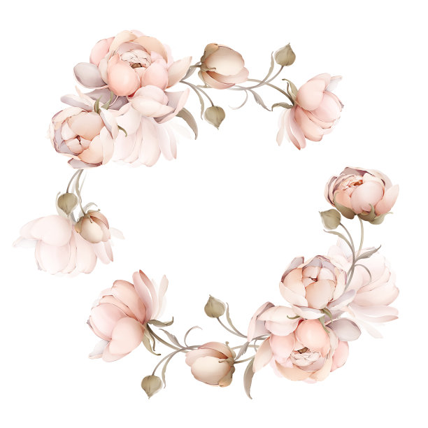 水彩画风格的婚礼贺卡和精致的花束图片下载