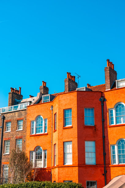 伦敦的红砖房子，英国建筑图片下载