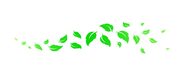 绿色的自然漩涡波与叶的剪影图片下载