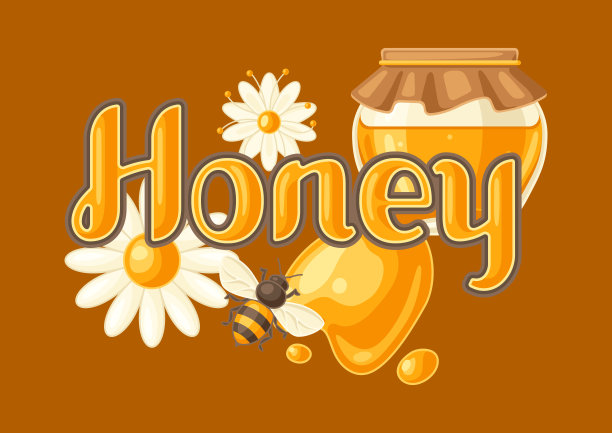 插图的蜂蜜。食品和农业工业的形象。图片下载