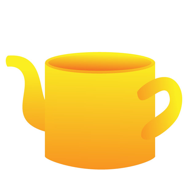 黄色茶壶，儿童盘子，卡通插图，白色背景上的孤立对象，矢量，图片下载