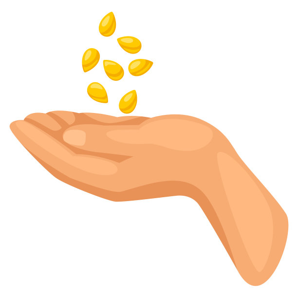 种子落在手里。农业种植插图。图片下载