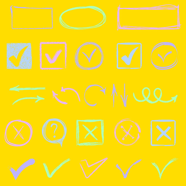 涂鸦对号，对号，手绘十字架。图片下载