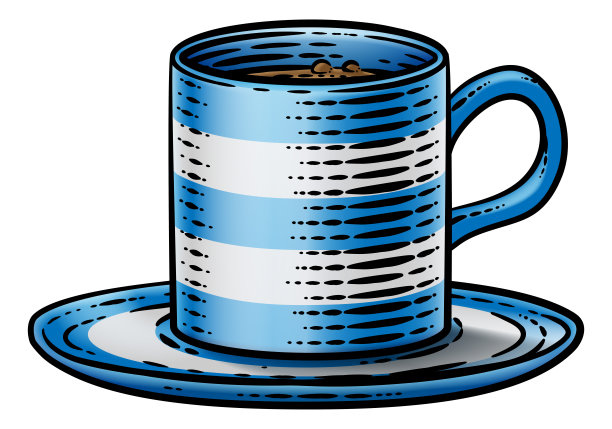 咖啡茶杯热饮马克杯木刻蚀刻图片下载