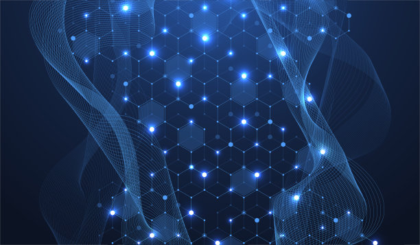 技术抽象线和点连接背景与六边形。六角网格。六边形连接数字数据和大数据概念。十六进制数字数据可视化。矢量插图。图片下载