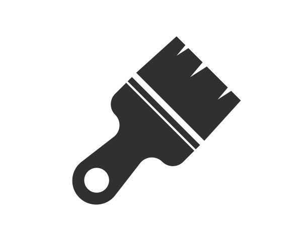 画笔图标符号形状。油漆标志标志剪影。矢量插图形象。孤立的白色背景。图片下载