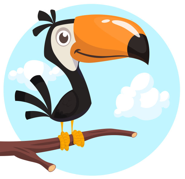 巨嘴鸟卡通。向量巨嘴鸟鸟。异国情调的彩色鸟类插图图片下载