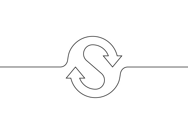 循环箭敏捷连续线艺术。重复这个过程，循环移动。一笔画草图。矢量图图片下载