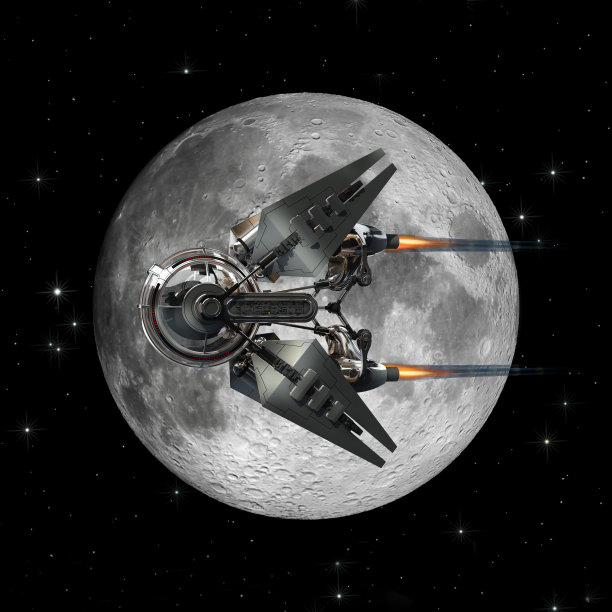 月球轨道上的载人飞船。图片下载