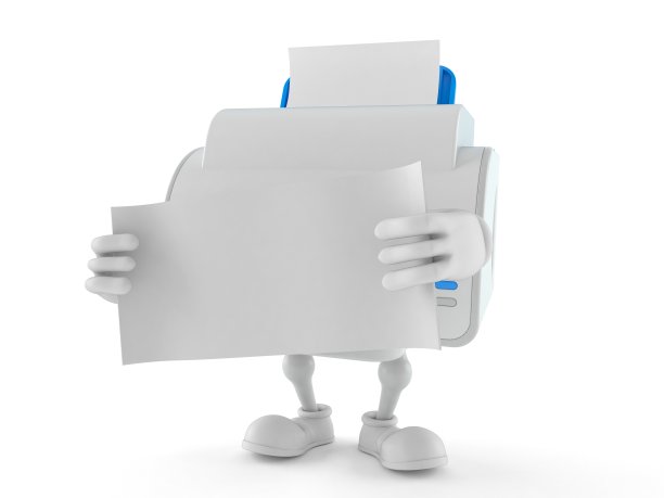 拿着空白纸的打印机字符图片下载