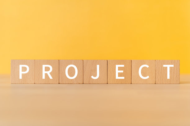 木块与“项目”文本的概念。图片下载