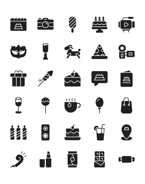 生日图标设置30孤立在白色背景上图片下载